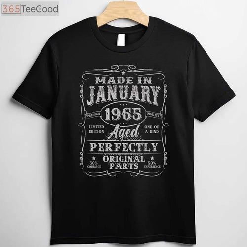 60 Years Old Vintage January 1965 Birthday Tee and T-Shirt, 60th T-Shirt Gift for Men Adults