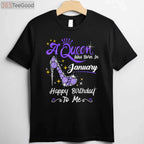 A Queen Was Born in January Gifts January Birthday Girl T-Shirt