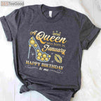 A Queen Was Born in January Women Girls January Birthday T-Shirt