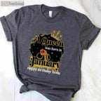 A Queen Was Born In January Birthday Afro Diva Black Woman T-Shirt