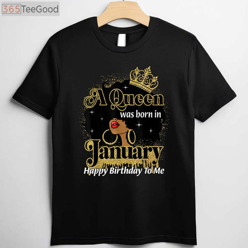A Queen Was Born In January Birthday Afro Diva Black Woman T-Shirt