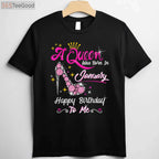 A Queen Was Born in January T-Shirt, January Birthday Gift Shirt for Women, Cute Royal Birthday Tee
