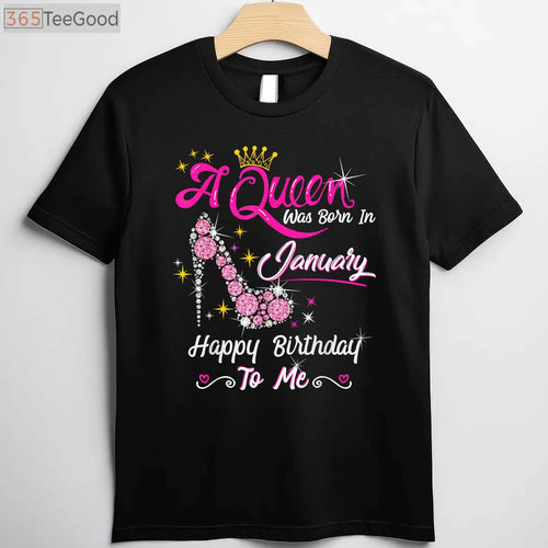 A Queen Was Born in January T-Shirt, January Birthday Gift Shirt for Women, Cute Royal Birthday Tee