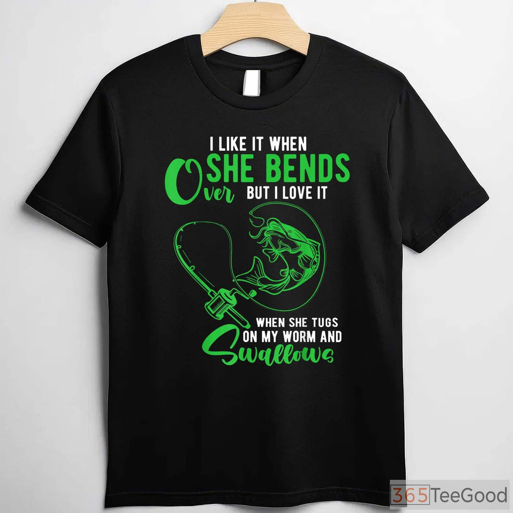 Adult Humor Bends Over Fishing Shirt - Sarcastic Rod Action Joke Tee for Men