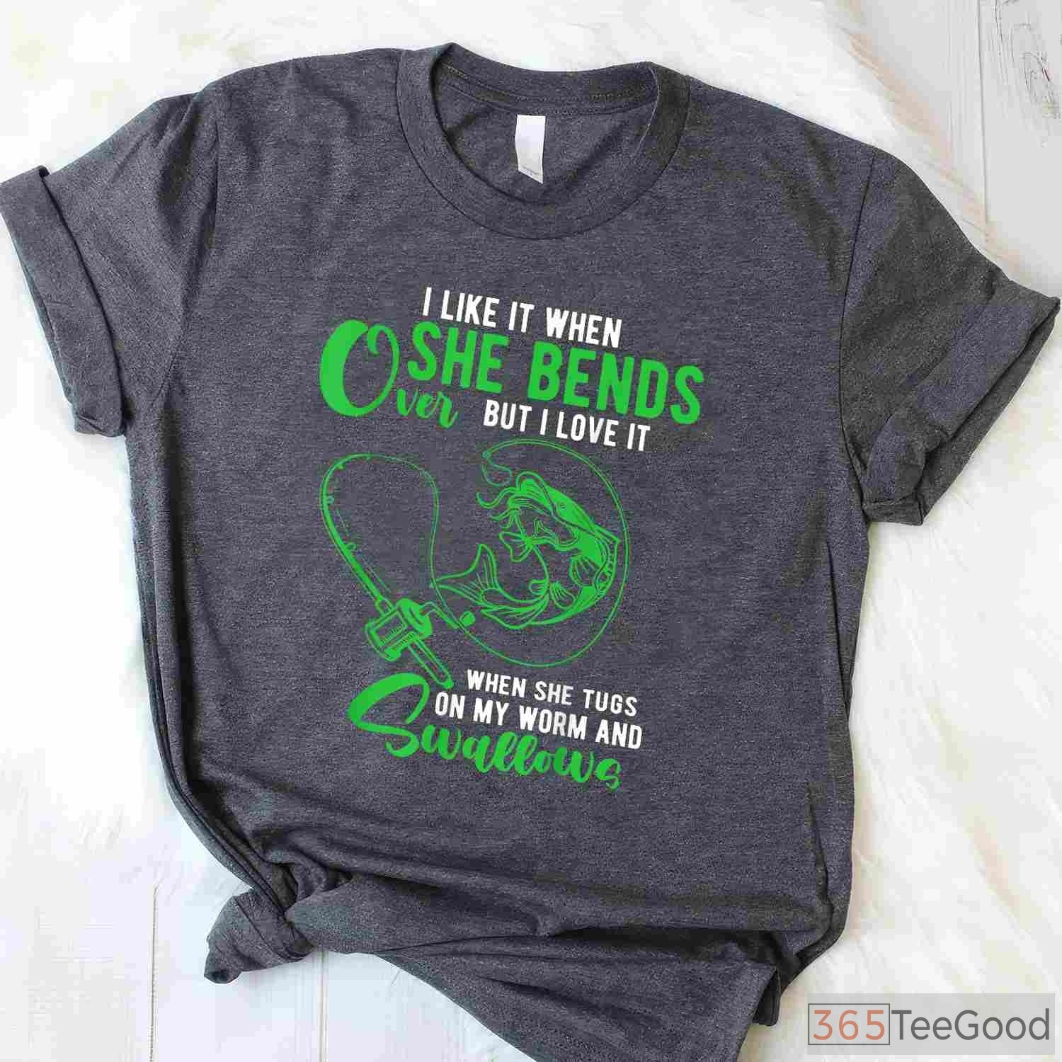 Adult Humor Bends Over Fishing Shirt - Sarcastic Rod Action Joke Tee for Men