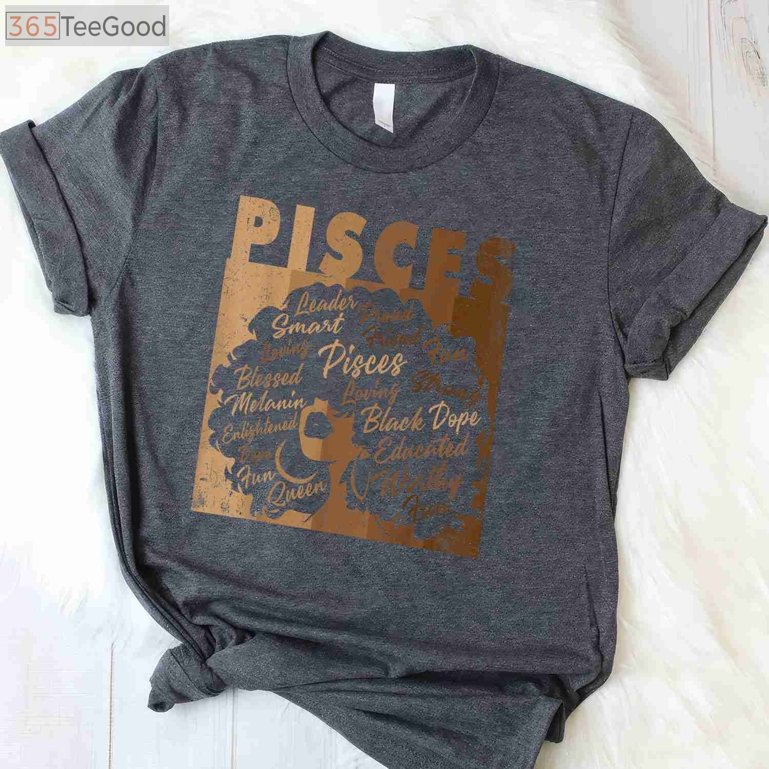African American Pisces Girl Melanin Shirt - Black Queen March Birthday Gift