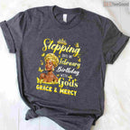 Afro Woman February Birthday Shirt – Stepping Into My Birthday Religious T-Shirt