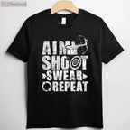 Aim Shoot Swear Repeat Hunting Shirt, Funny Bow and Arrow Archery Tee