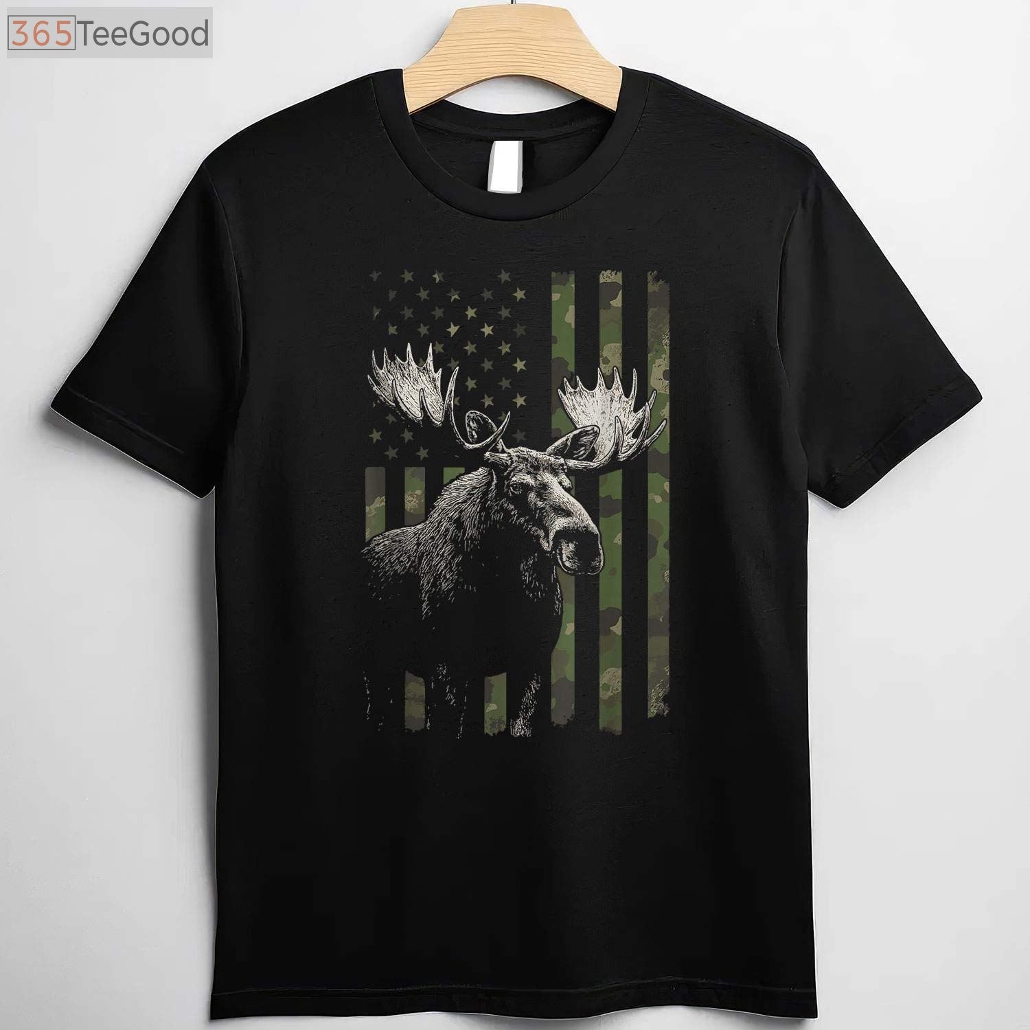 Alaska Moose USA Flag Shirt, Majestic Wildlife Hunter National Park Tee