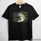 American Flag Camo Bass Fishing Shirt - Tactical Patriotic Fisherman Tee