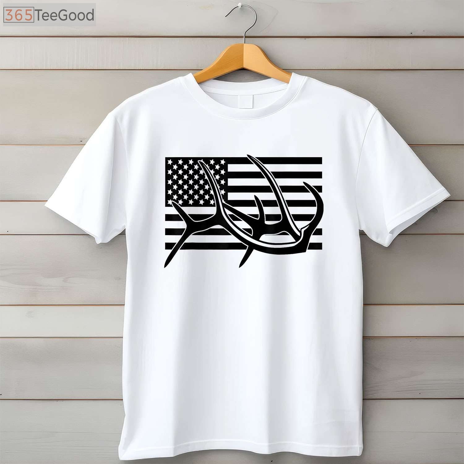 American Flag Outdoor Antlers Shirt, BASBO Elk and Deer Hunting Graphic Tee