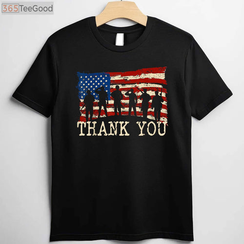 American Flag Thank You Veterans T-Shirt - Proud Veteran Appreciation Gift