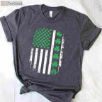 American Flag with Shamrocks St Patrick’s Day T-Shirt, Irish USA Patriotic Shirt