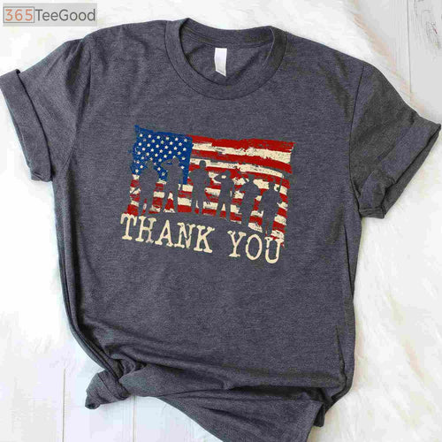 American Flag Thank You Veterans T-Shirt - Proud Veteran Appreciation Gift