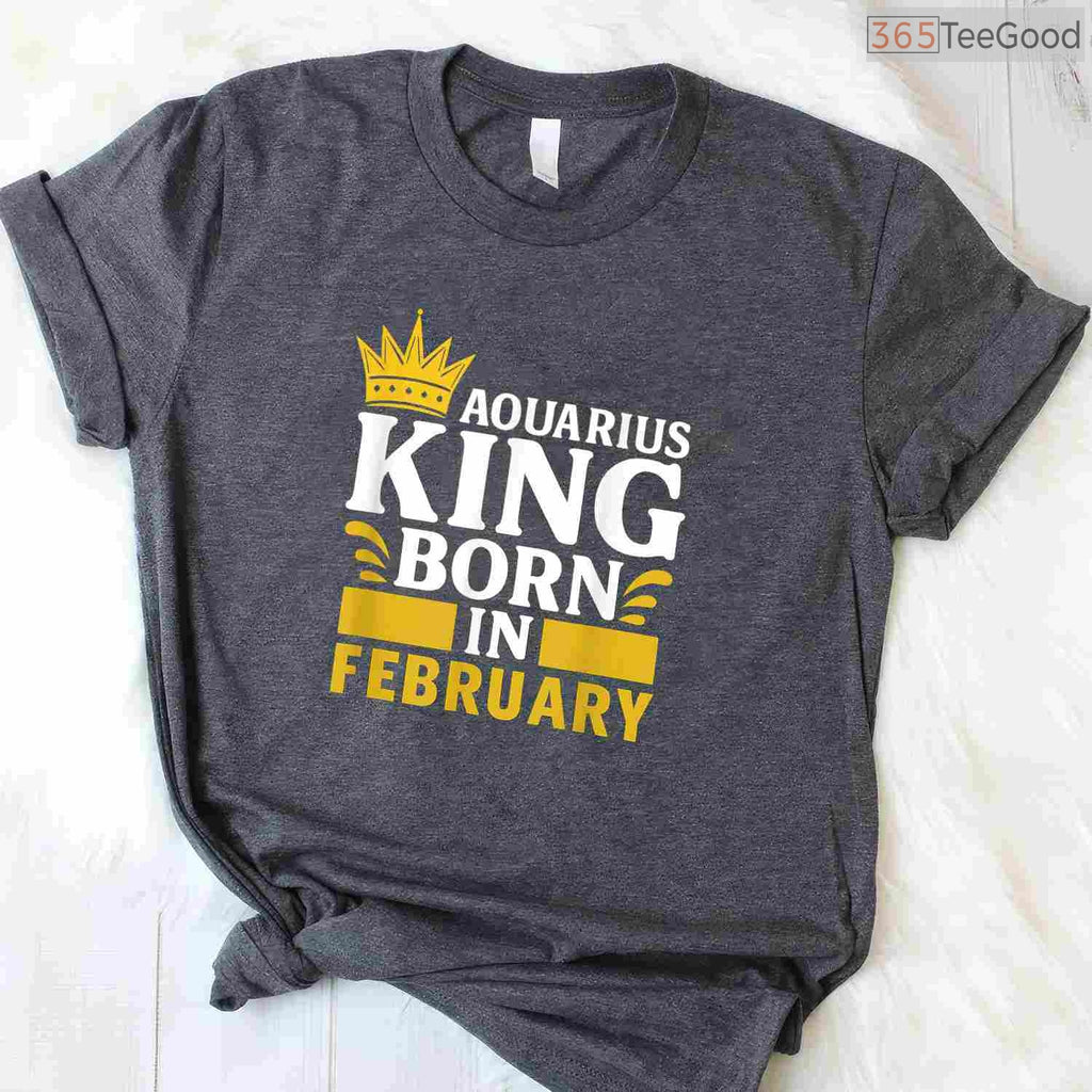 Aquarius King February Birthday Shirt – Black Man Zodiac Legend Tee