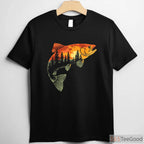 Artistic Fly Fishing Angler Shirt - Forest Nature & Trout Graphic Tee