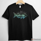 Artistic Mountain Nature Fish Shirt - Cool Wilderness Scene for Fishing Lovers