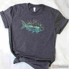 Artistic Mountain Nature Fish Shirt - Cool Wilderness Scene for Fishing Lovers