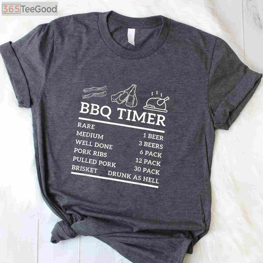 BBQ Timer Beer & Grill T-Shirt - Funny Barbecue Saying Dad Gift
