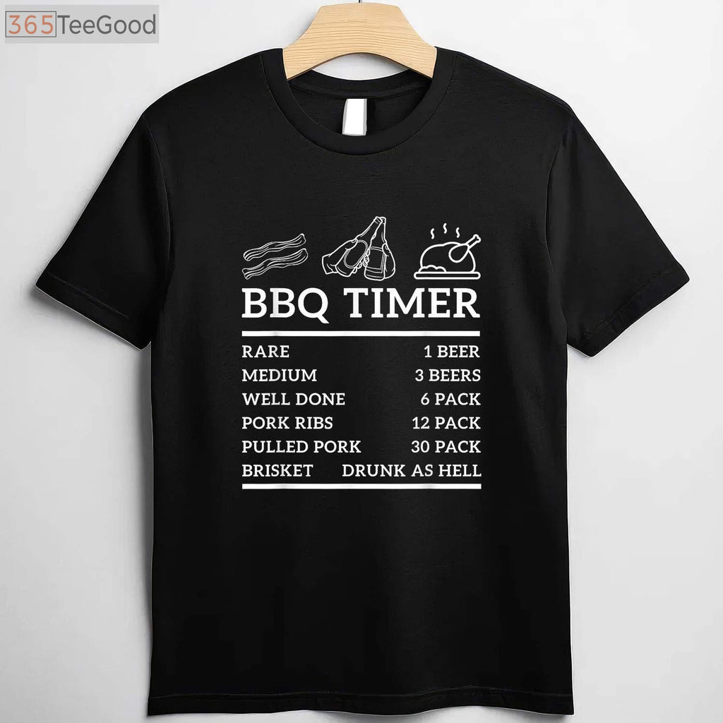 BBQ Timer Beer & Grill T-Shirt - Funny Barbecue Saying Dad Gift