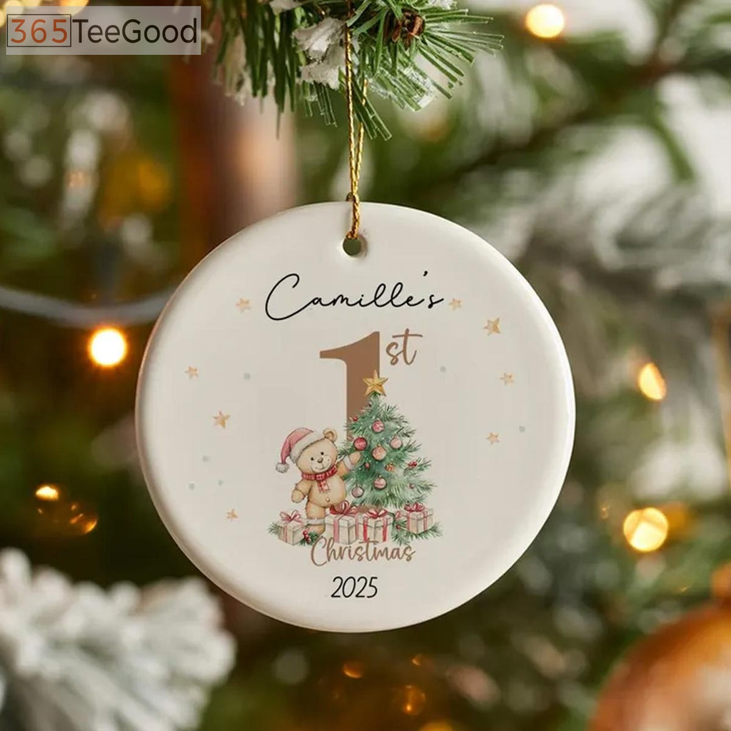 Baby’s First Christmas Ornaments Personalized, Baby 1st Christmas Keepsake Decoration, Custom Newborn Gift for Kids