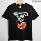 Basketball Heart Valentine's Day T-Shirt, Sports Lover Slam Dunk Love Shirt for Men Boys Toddler