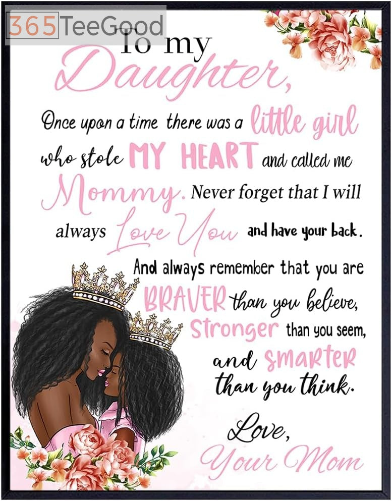 Black Girl Nursery Poster 11x14 – To My Daughter Canvas African American Inspirational Wall Art