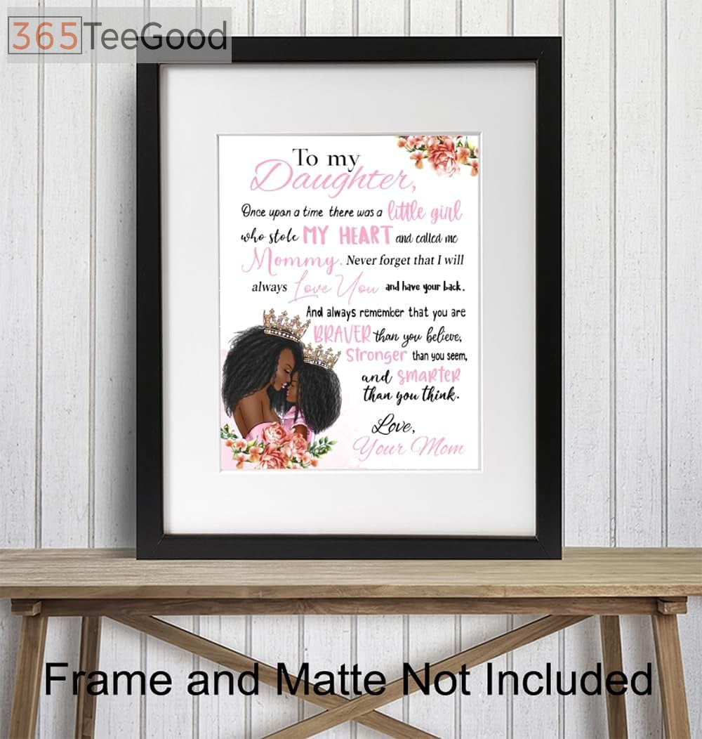 Black Girl Nursery Poster 11x14 – To My Daughter Canvas African American Inspirational Wall Art