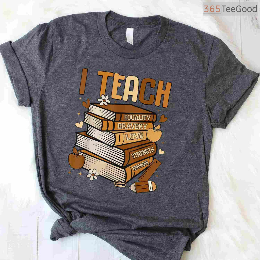 Black History Month I Teach Melanin T-Shirt Book Lover Black Teacher Appreciation Shirt