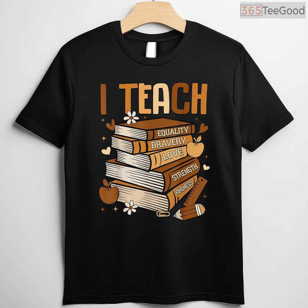 Black History Month I Teach Melanin T-Shirt Book Lover Black Teacher Appreciation Shirt