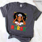 Black History Month Nurse T-Shirt Melanin African American Women Healthcare Scrubs Shirt