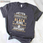 Black Kings Are Born In January T-Shirt - Birthday TShirts T-Shirt