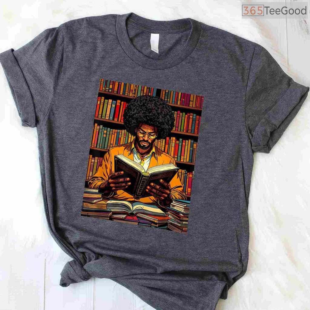 Black Man Reading Book T-Shirt Educated Black History Month Book Lover Afro Shirt