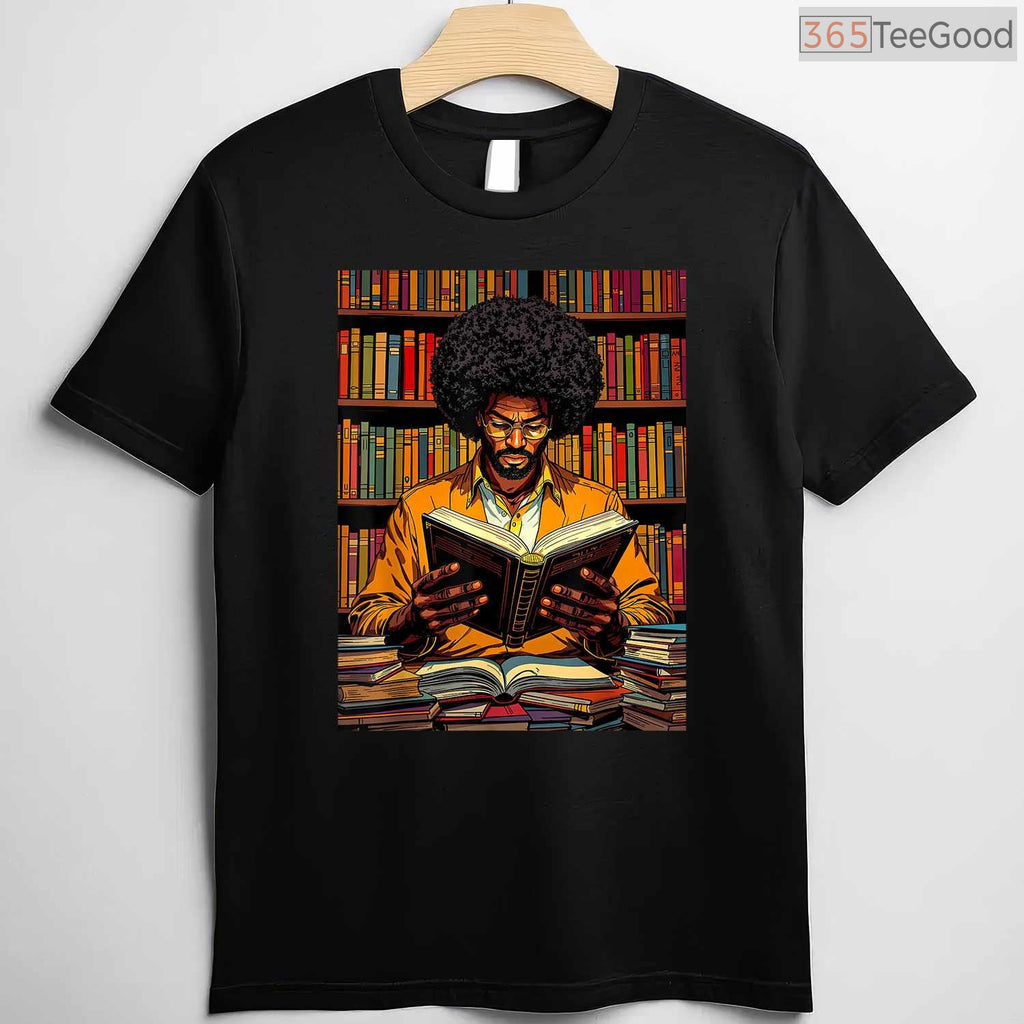 Black Man Reading Book T-Shirt Educated Black History Month Book Lover Afro Shirt