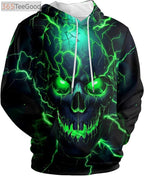 Blue Flame Wolf 3D Hoodie – Graphic Print Pullover Hoodie with Big Pockets for Men and Teens