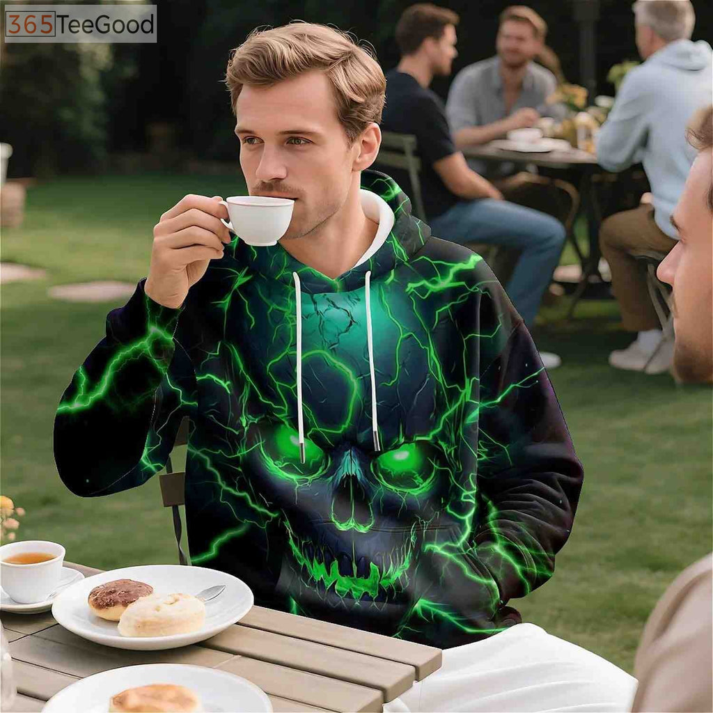Blue Flame Wolf 3D Hoodie – Graphic Print Pullover Hoodie with Big Pockets for Men and Teens