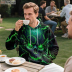 Blue Flame Wolf 3D Hoodie – Graphic Print Pullover Hoodie with Big Pockets for Men and Teens