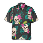 Blue Tropical Leaf and White Hibiscus Hawaiian Tee Coastal Summer Outfit