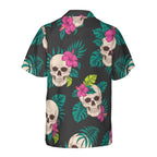 Blue Tropical Leaf and White Hibiscus Hawaiian Tee Coastal Summer Outfit