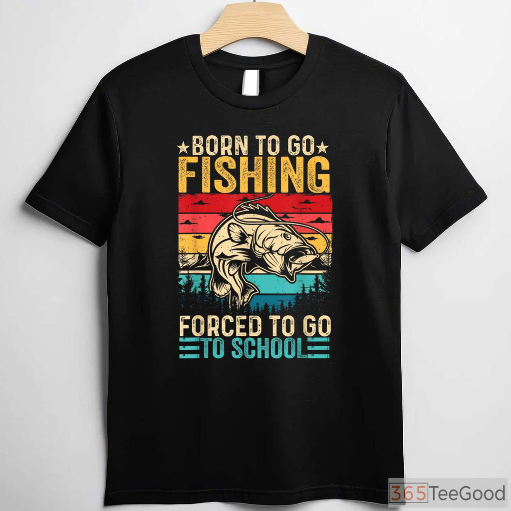 Born to Fish Forced to Go to School Fishing Shirt - Funny Youth Angler Tee