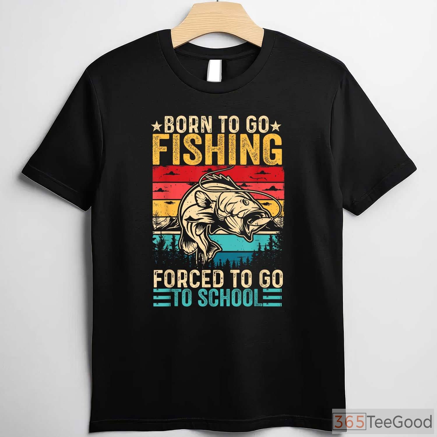 Born to Fish Forced to Go to School Fishing Shirt - Funny Youth Angler Tee