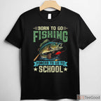 Born to Fish Forced to School Fishing Shirt, Funny Youth Boys Fishing Gift Tee