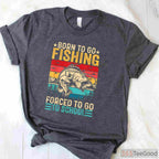 Born to Fish Forced to Go to School Fishing Shirt - Funny Youth Angler Tee