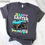 Boys Happy Easter Monster Truck T-Shirt - Toddler Easter Egg Hunter Truck Shirt
