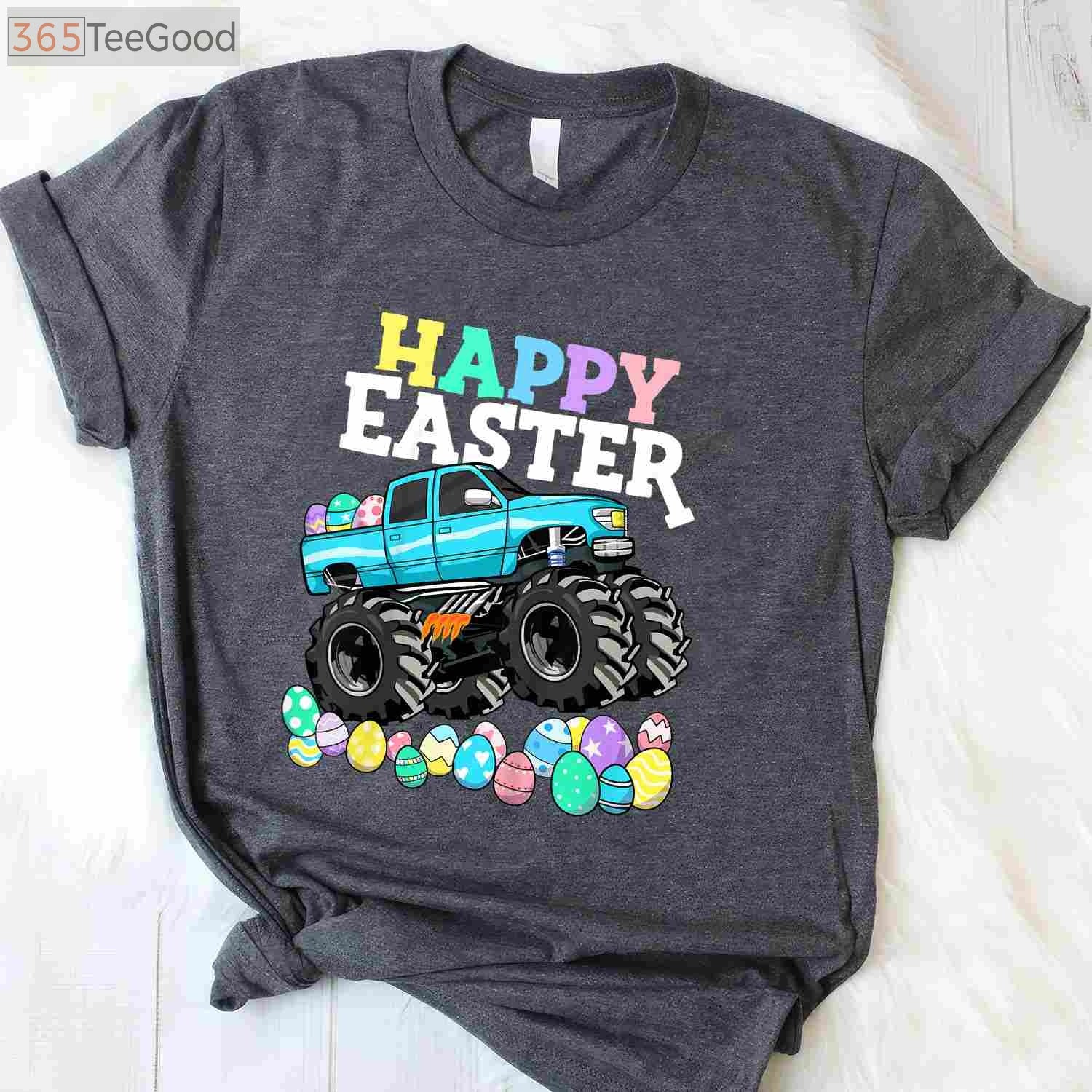 Boys Happy Easter Monster Truck T-Shirt - Toddler Easter Egg Hunter Truck Shirt