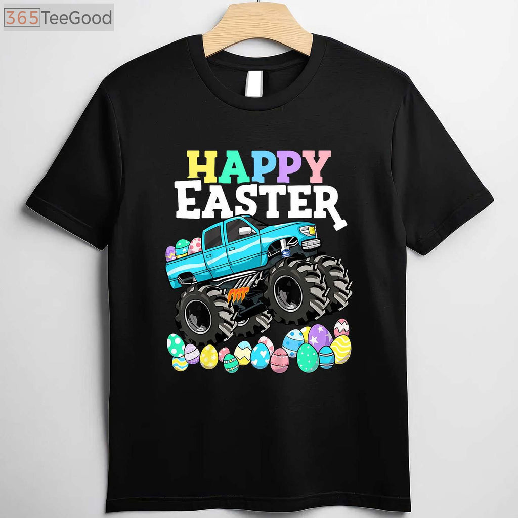 Boys Happy Easter Monster Truck T-Shirt - Toddler Easter Egg Hunter Truck Shirt