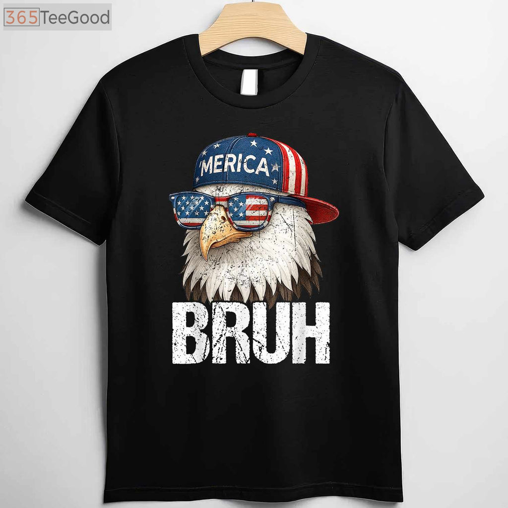 Bruh Fourth of July Eagle Patriotic T-Shirt for Men and Boys