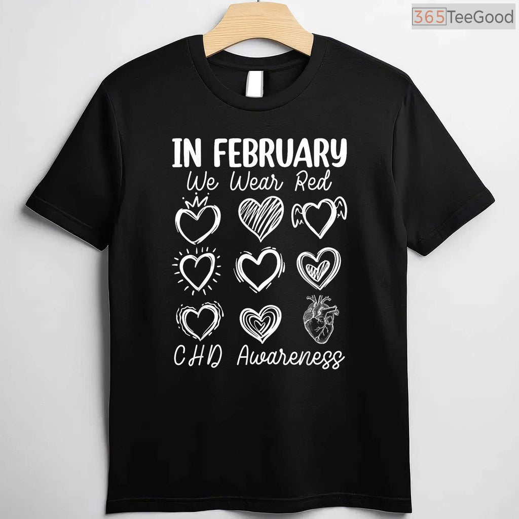 CHD Fighter Awareness Shirt – In February We Wear Red Congenital Defect T-Shirt