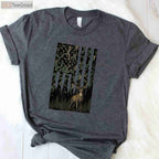 Camo American Flag Deer Hunting Gift for Men, Patriotic Dad Hunter T-Shirt