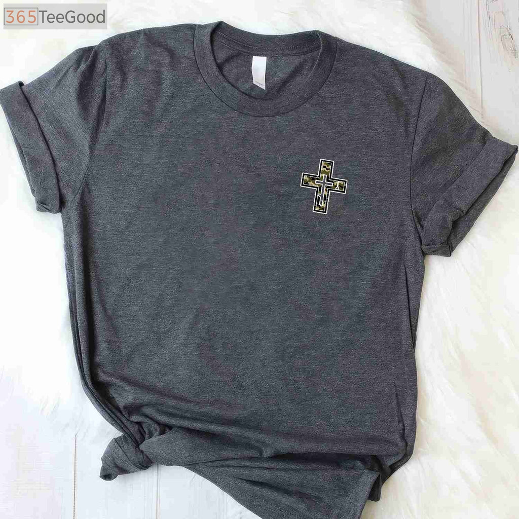 Camo Faith Christian Hunting and Fishing Cross Shirt, Fisherman Hunter Gift